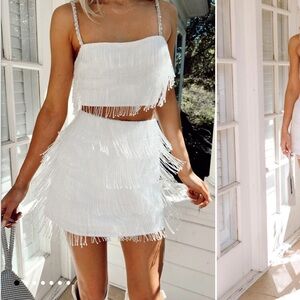 White Mini Embellished 2 Piece Set
